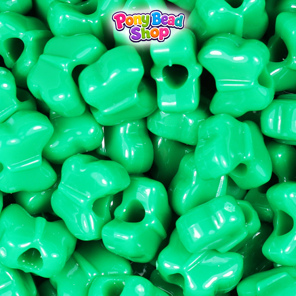 Green Opaque 13mm Butterfly Plastic Pony Beads (250pcs)