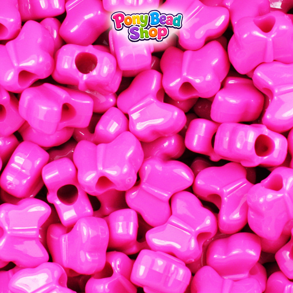 Dark Pink Opaque 13mm Butterfly Plastic Pony Beads (250pcs)