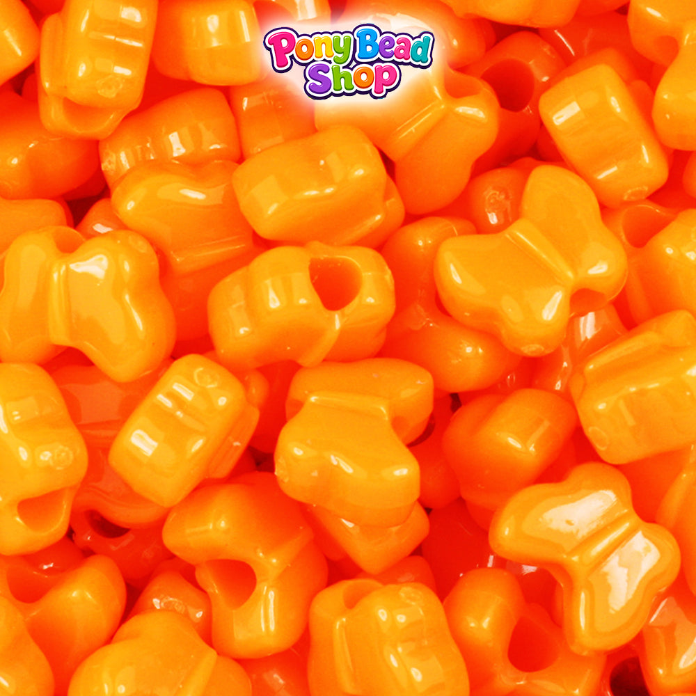Orange Opaque 13mm Butterfly Plastic Pony Beads (250pcs)