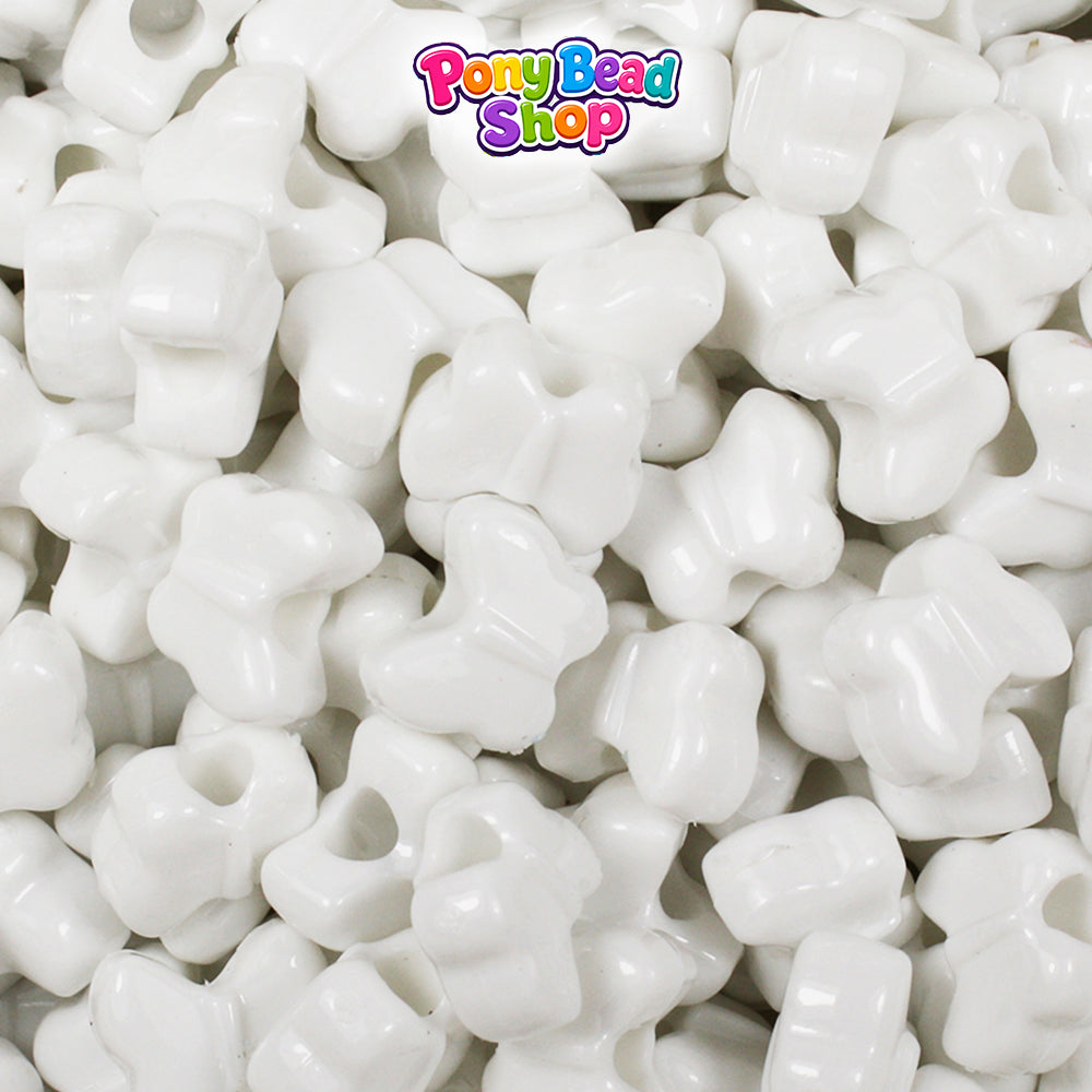 Bright White Opaque 13mm Butterfly Plastic Pony Beads (250pcs)