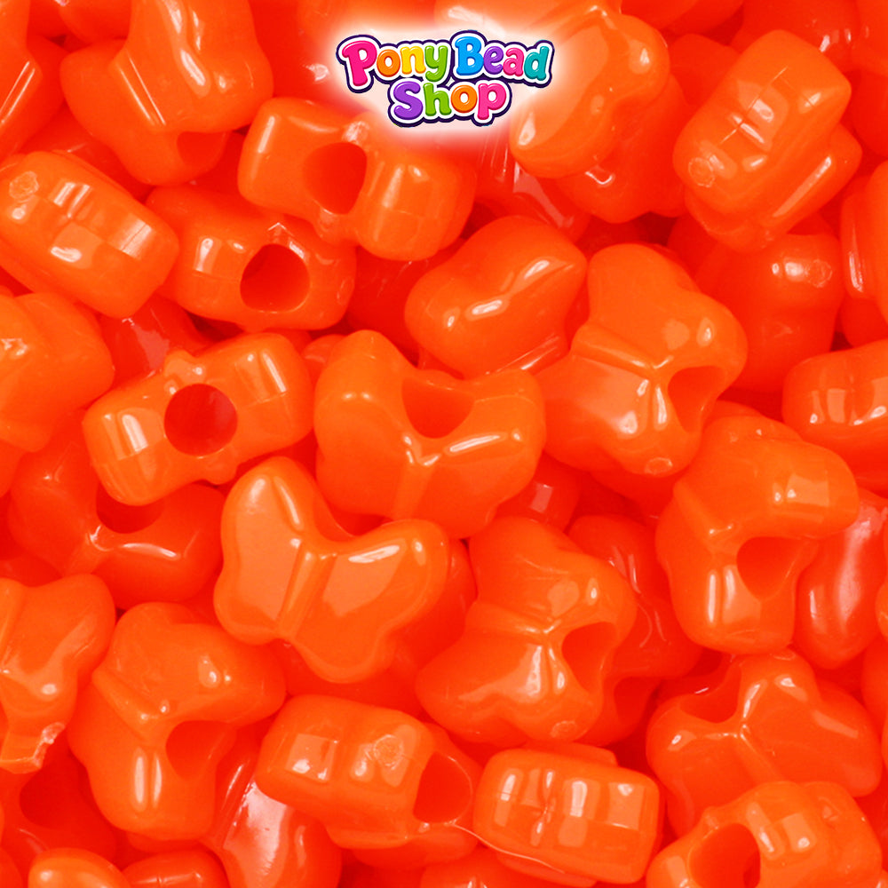 Tangelo Neon Bright 13mm Butterfly Plastic Pony Beads (250pcs)