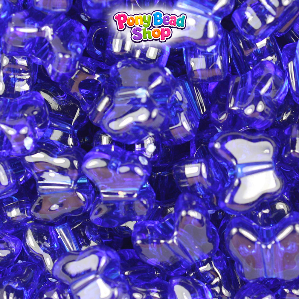 Midnight Transparent 13mm Butterfly Plastic Pony Beads (250pcs)