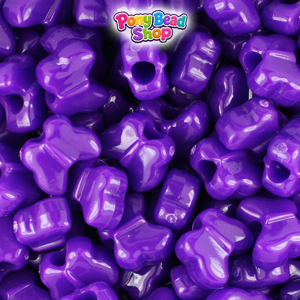 Plum Neon Bright 13mm Butterfly Plastic Pony Beads (250pcs)