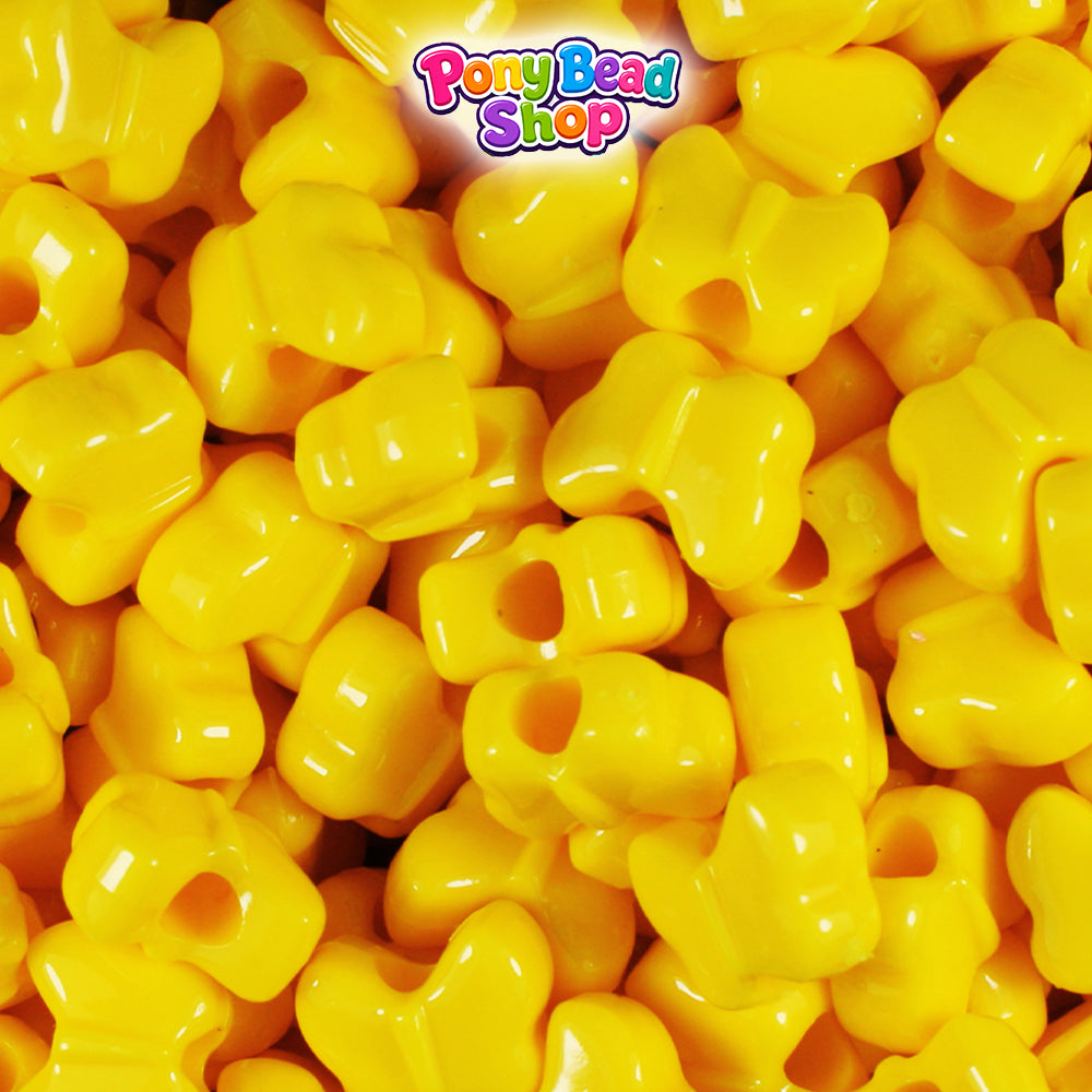 Bright Yellow Opaque 13mm Butterfly Plastic Pony Beads (250pcs)