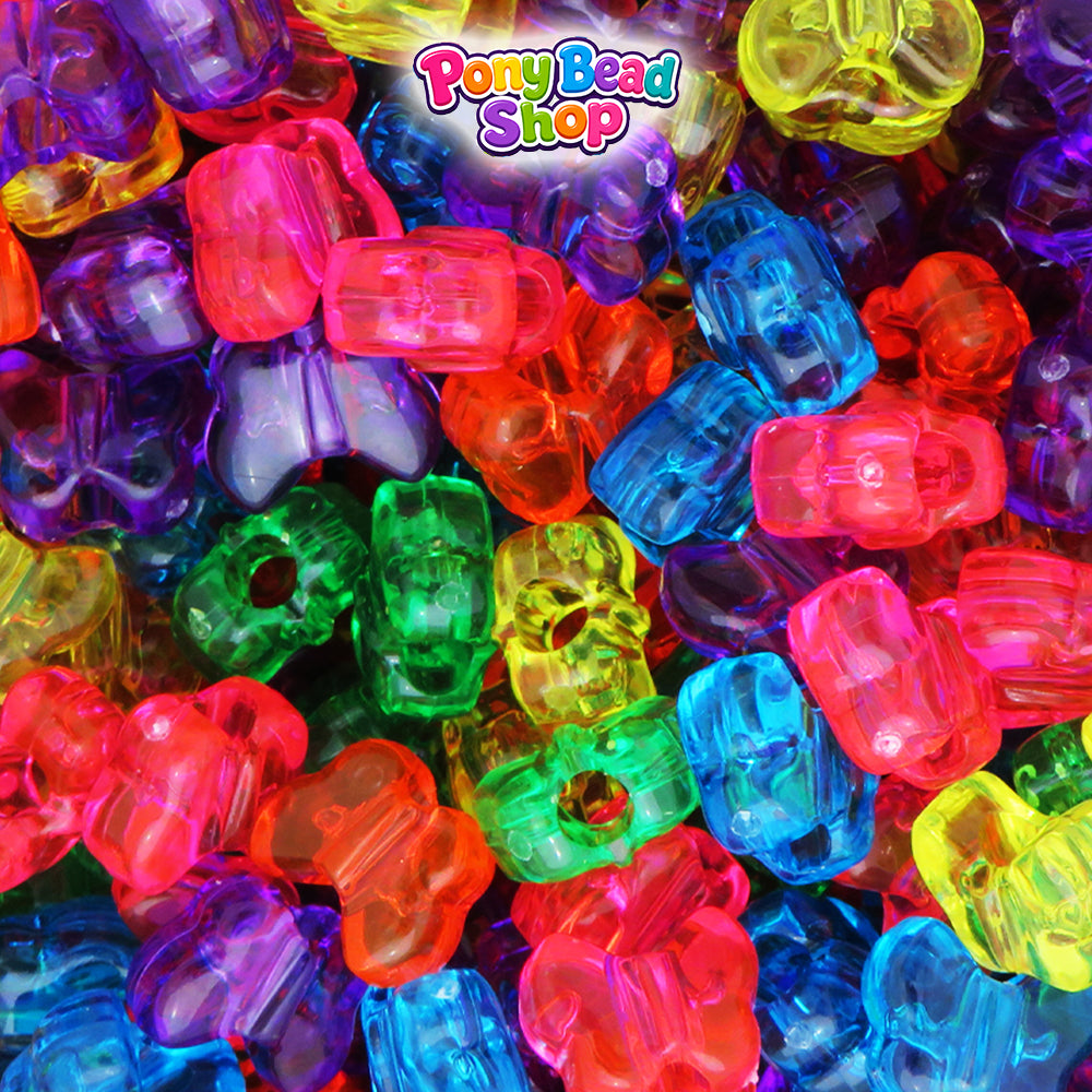 Jelly Mix Transparent 13mm Butterfly Plastic Pony Beads (250pcs)