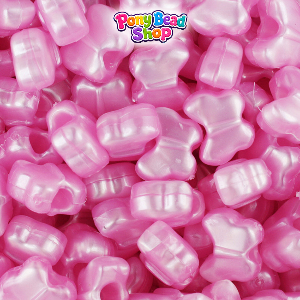 Light Pink Pearl 13mm Butterfly Plastic Pony Beads (250pcs)