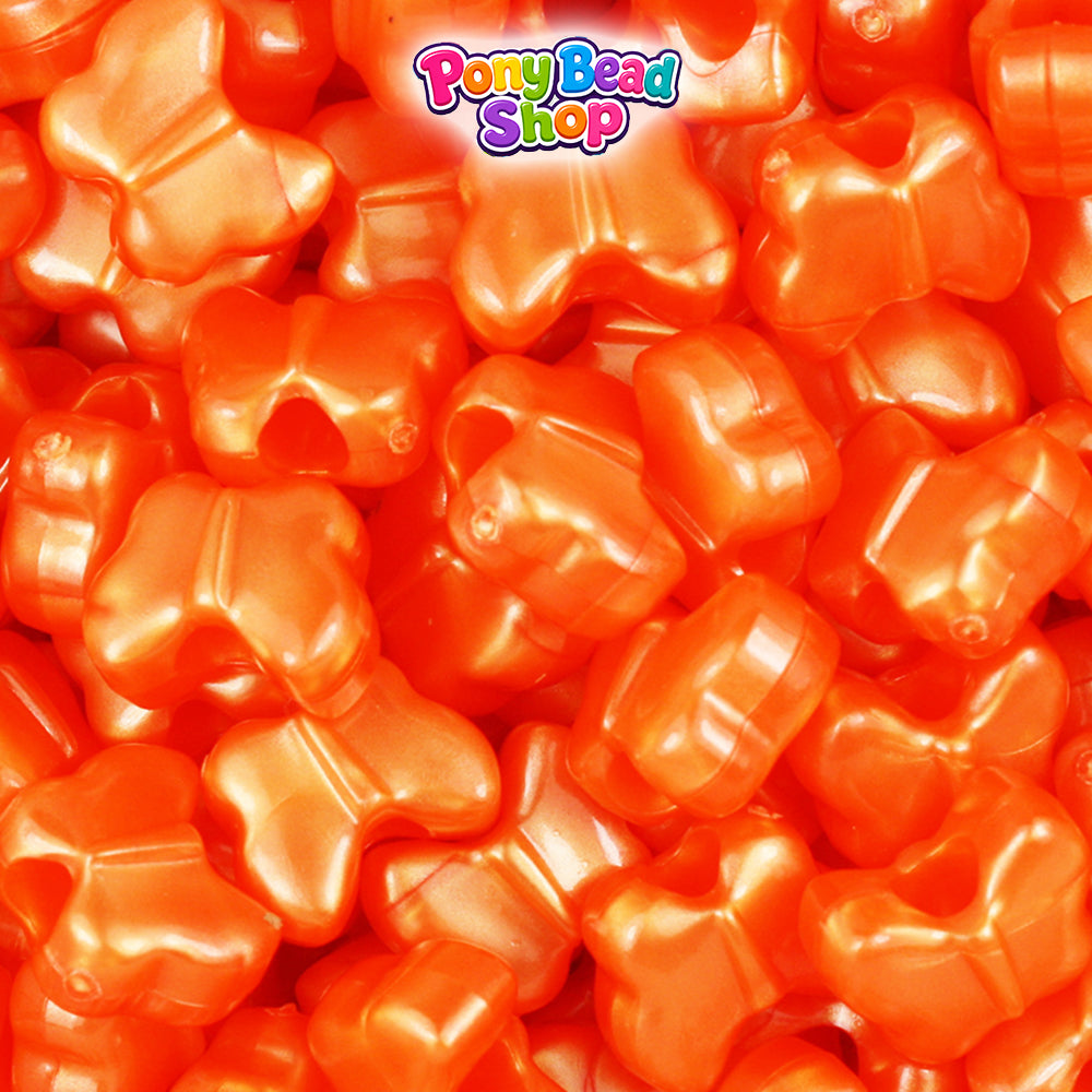 Orange Pearl 13mm Butterfly Plastic Pony Beads (250pcs)