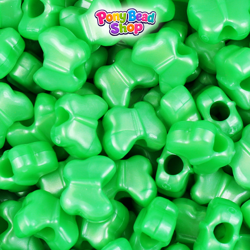 Bright Green Pearl 13mm Butterfly Plastic Pony Beads (250pcs)