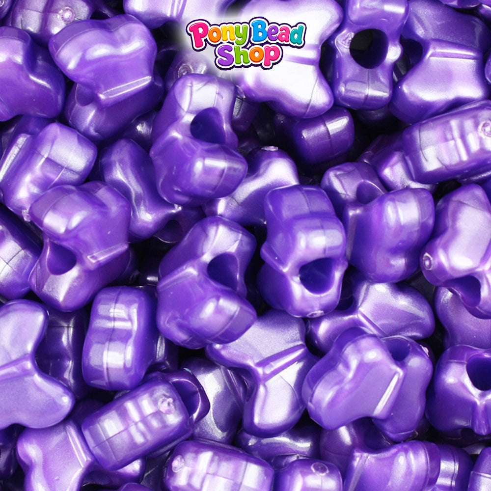 Dark Purple Pearl 13mm Butterfly Plastic Pony Beads (250pcs)