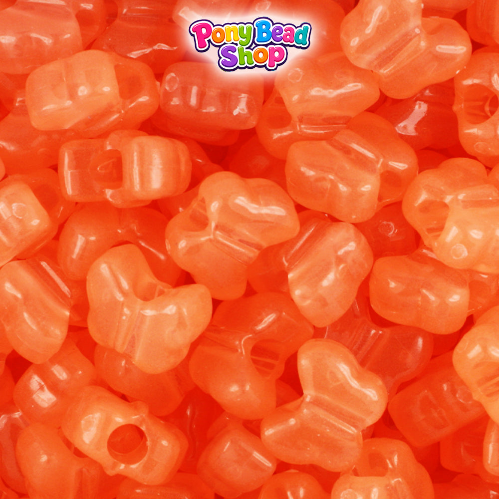 Orange Glow 13mm Butterfly Plastic Pony Beads (250pcs)