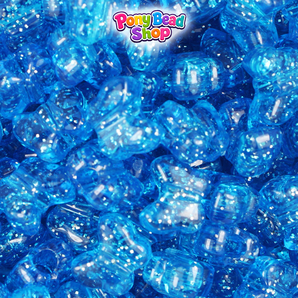 Royal Blue Sparkle 13mm Butterfly Plastic Pony Beads (250pcs)