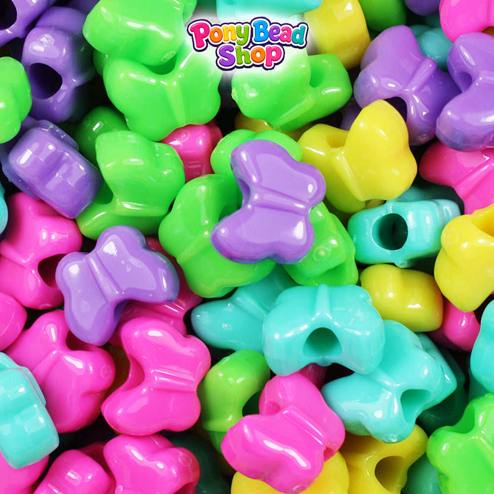 Candy Mix Opaque 13mm Butterfly Plastic Pony Beads (250pcs)