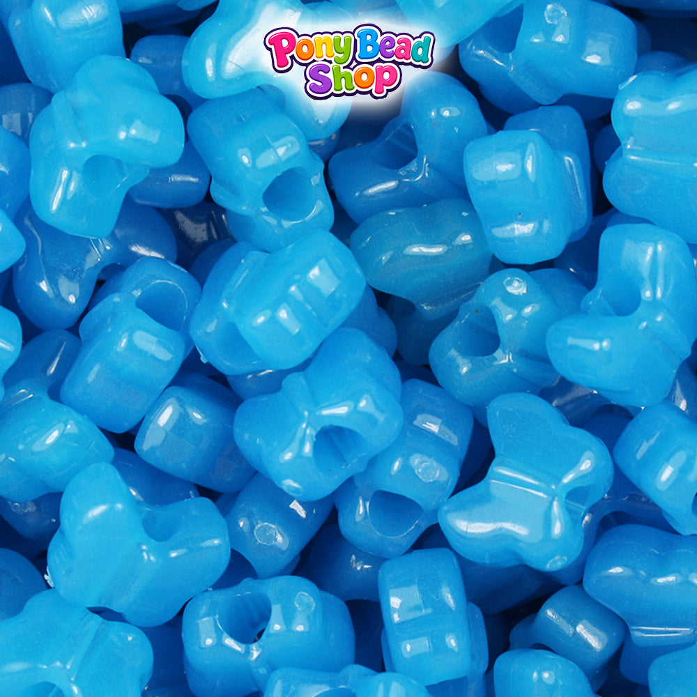 Blue Glow 13mm Butterfly Plastic Pony Beads (250pcs)