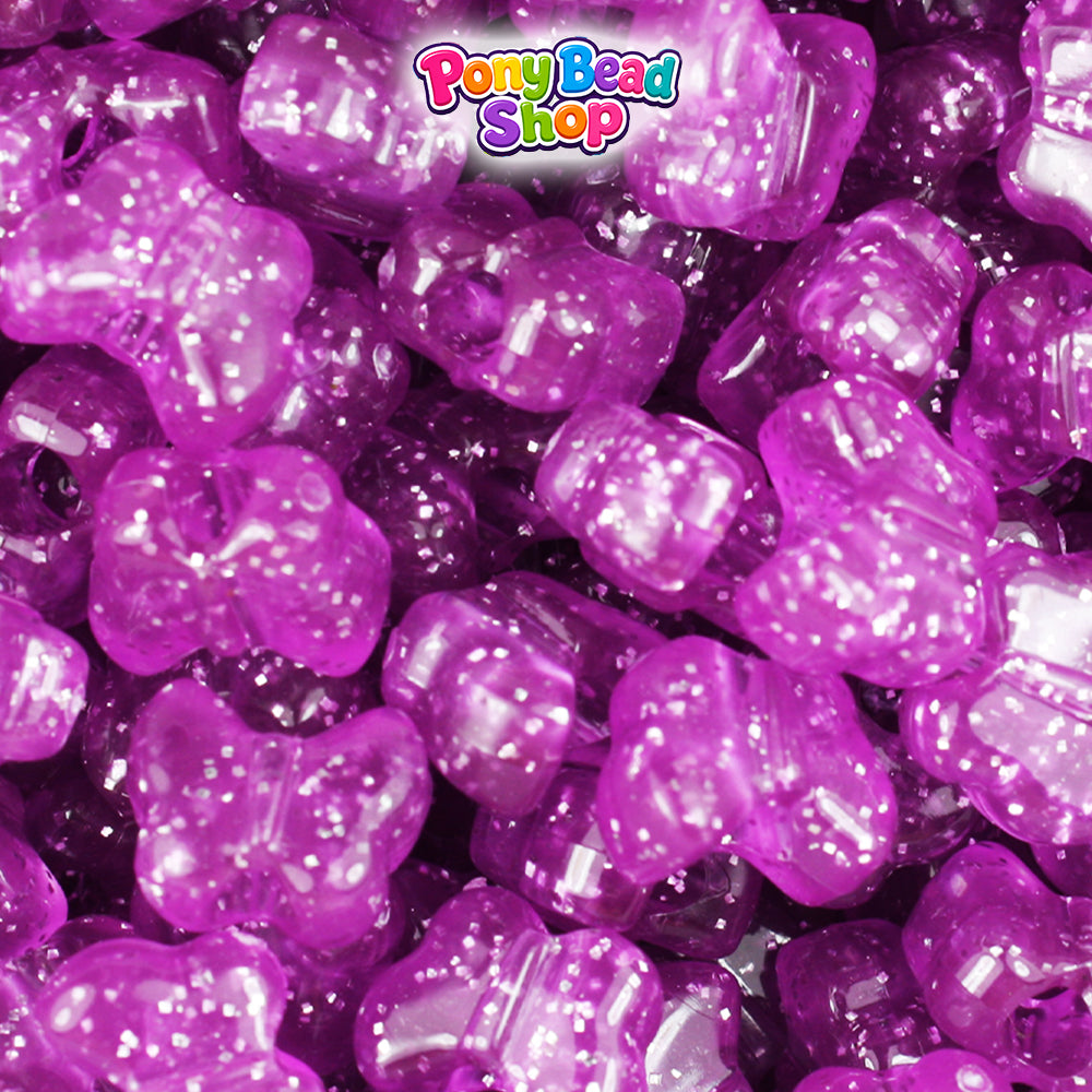 Pale Lilac Sparkle 13mm Butterfly Plastic Pony Beads (250pcs)