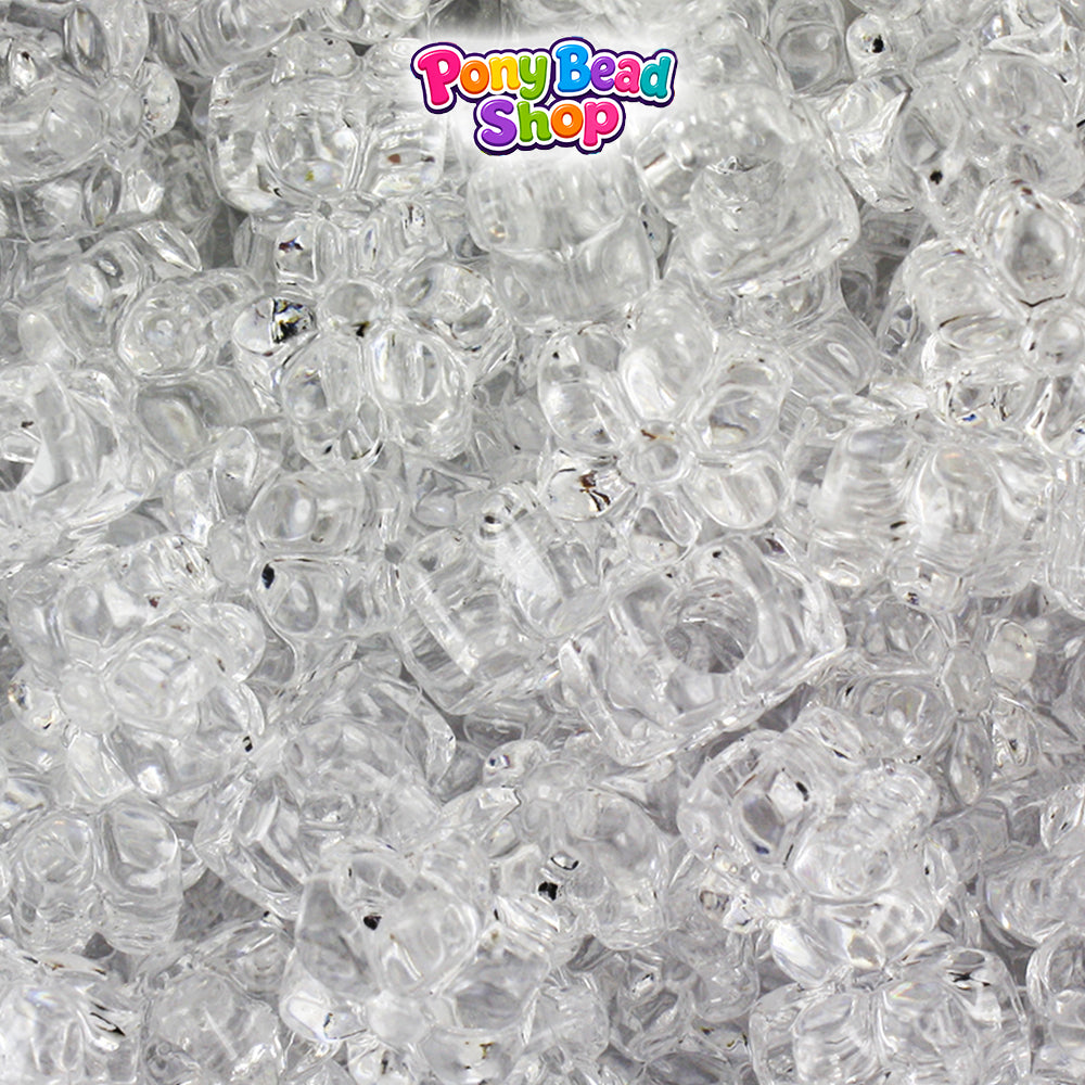 Crystal Transparent 12mm Flower Plastic Pony Beads (250pcs)