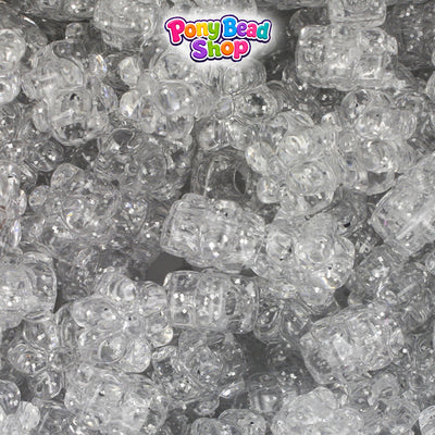 Silver Sparkle 12mm Flower Plastic Pony Beads (250pcs)