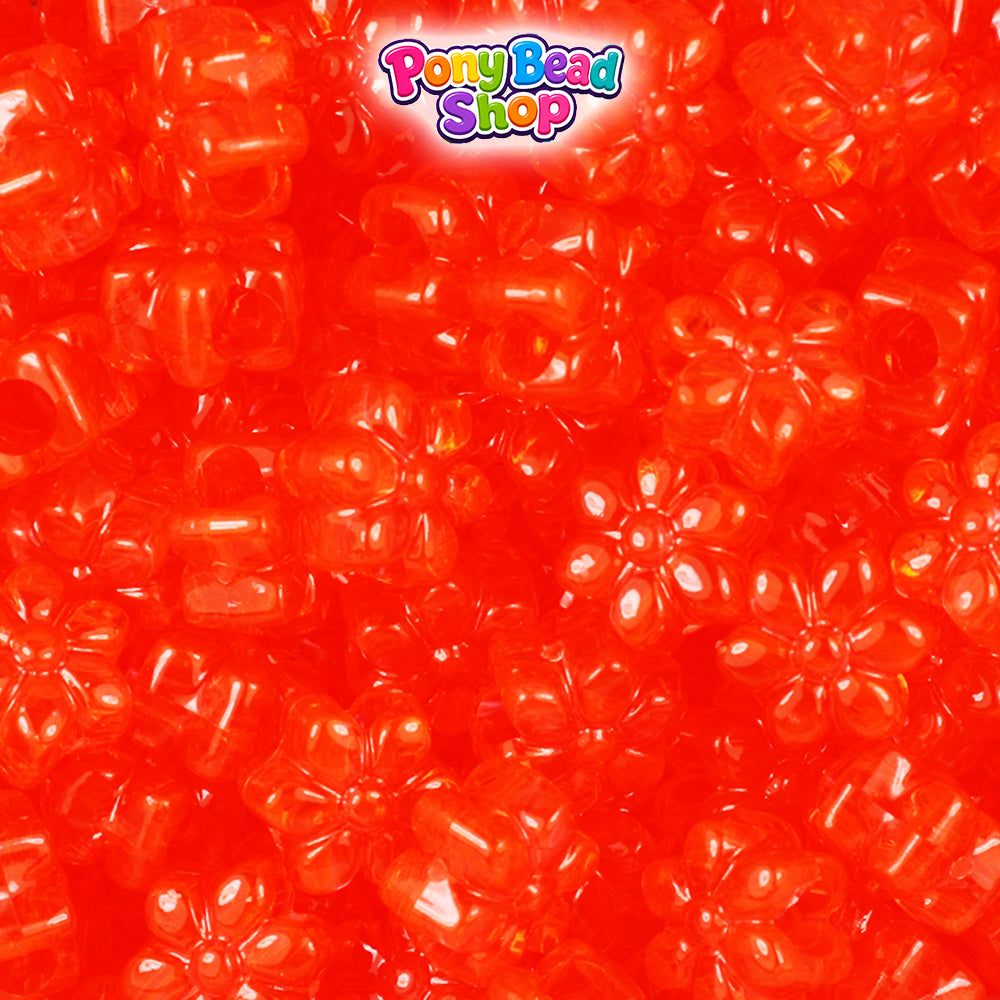 Hyacinth Transparent 12mm Flower Plastic Pony Beads (250pcs)