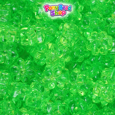 Lime Transparent 12mm Flower Plastic Pony Beads (250pcs)