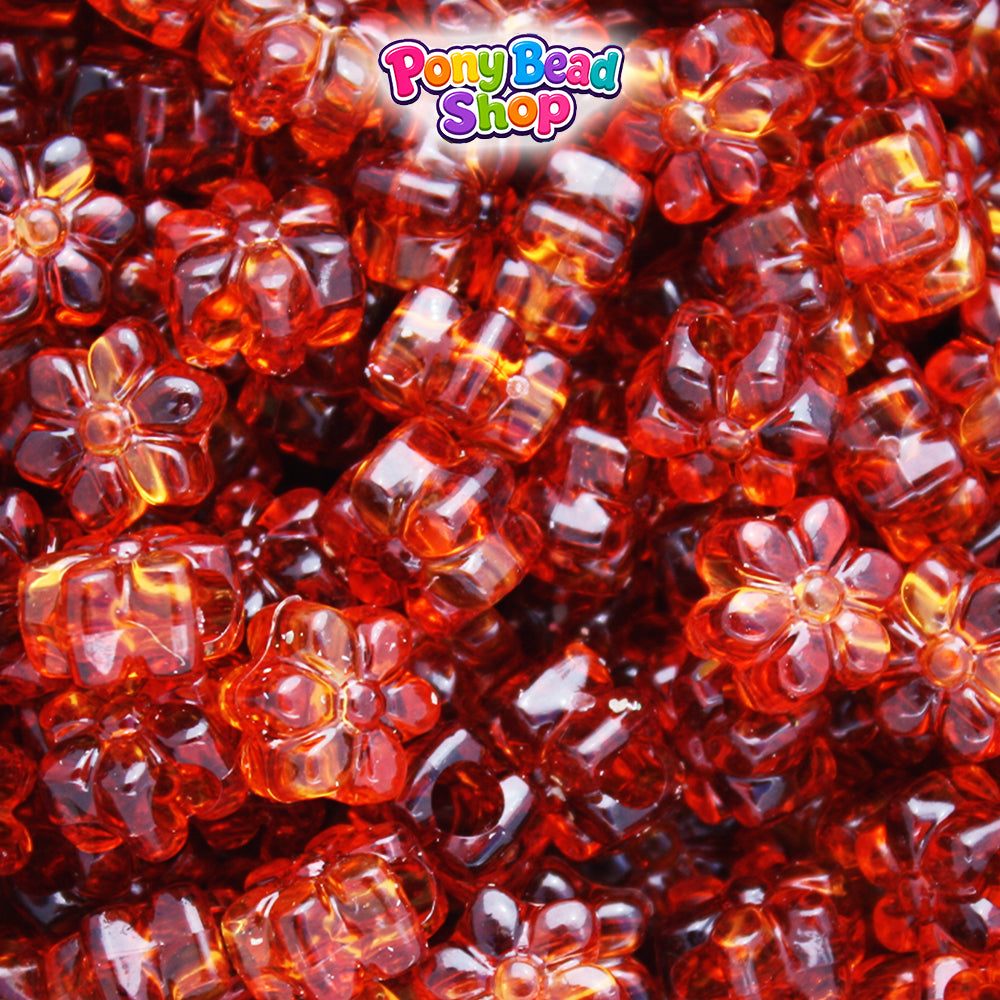 Tortoise Transparent 12mm Flower Plastic Pony Beads (250pcs)