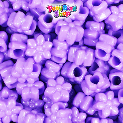 Lilac Opaque 12mm Flower Plastic Pony Beads (250pcs)