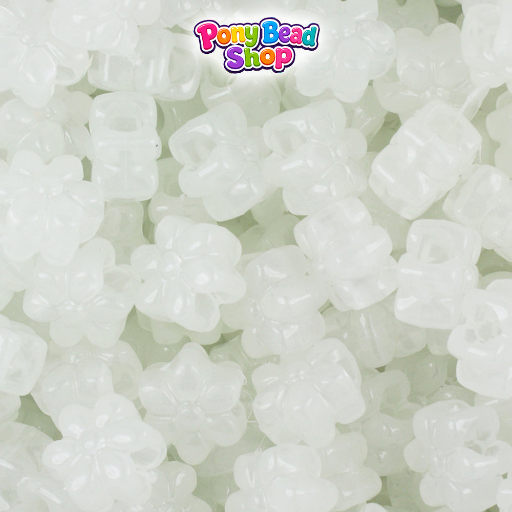 Night Glow-in-the-Dark 12mm Flower Plastic Pony Beads (250pcs)