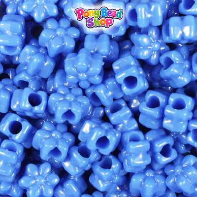Periwinkle Opaque 12mm Flower Plastic Pony Beads (250pcs)