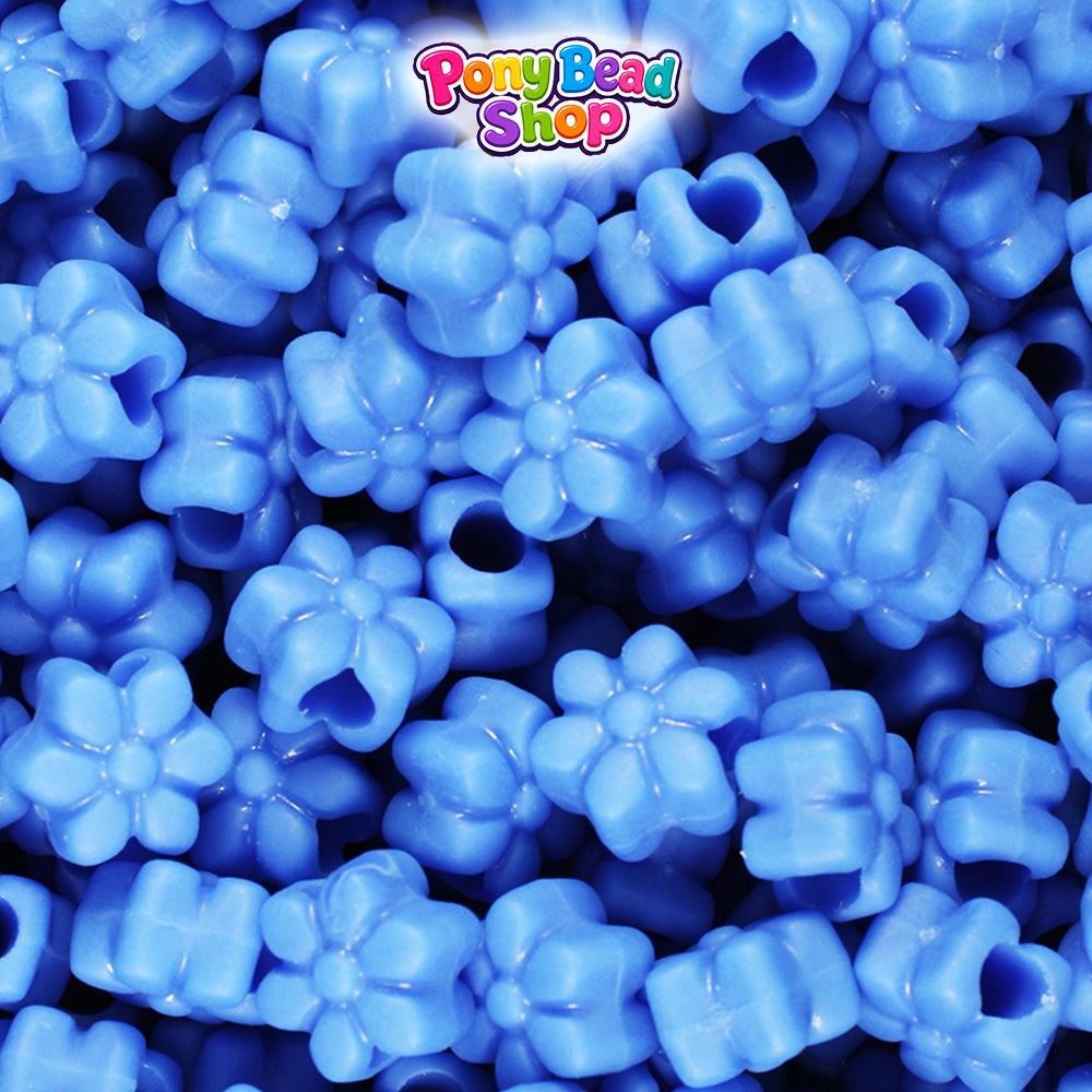 Periwinkle Matte 12mm Flower Plastic Pony Beads (250pcs)