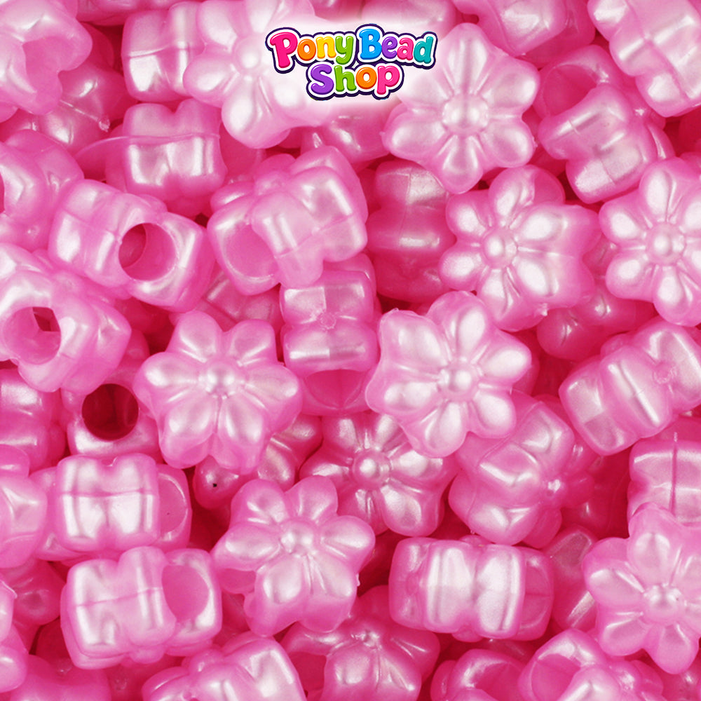 Light Pink Pearl 12mm Flower Plastic Pony Beads (250pcs)