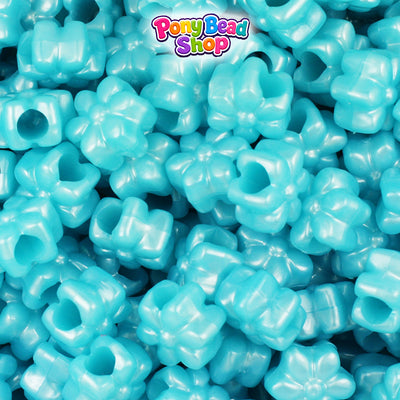 Light Blue Pearl 12mm Flower Plastic Pony Beads (250pcs)