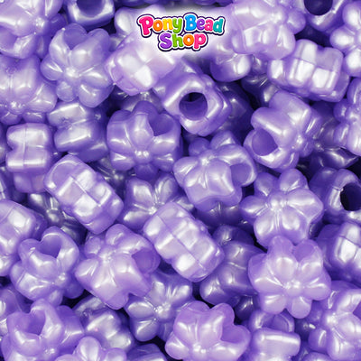 Light Purple Pearl 12mm Flower Plastic Pony Beads (250pcs)