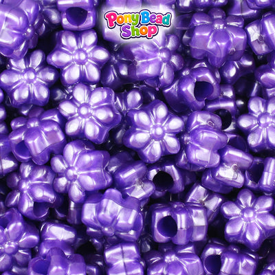 Dark Purple Pearl 12mm Flower Plastic Pony Beads (250pcs)