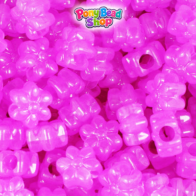 Purple Glow 12mm Flower Plastic Pony Beads (250pcs)