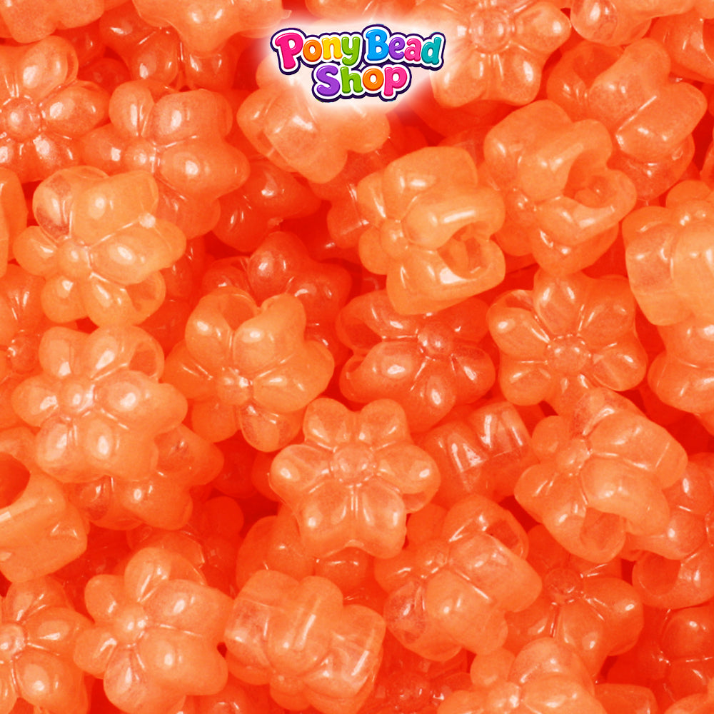 Orange Glow 12mm Flower Plastic Pony Beads (250pcs)