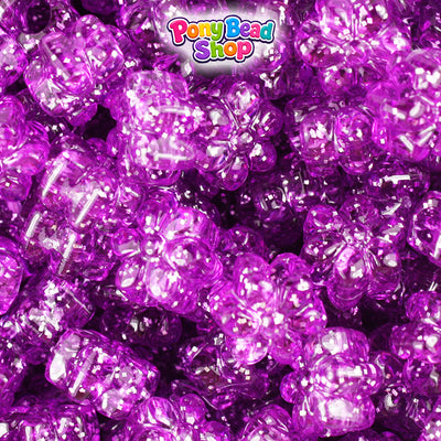 Lilac Sparkle 12mm Flower Plastic Pony Beads (250pcs)