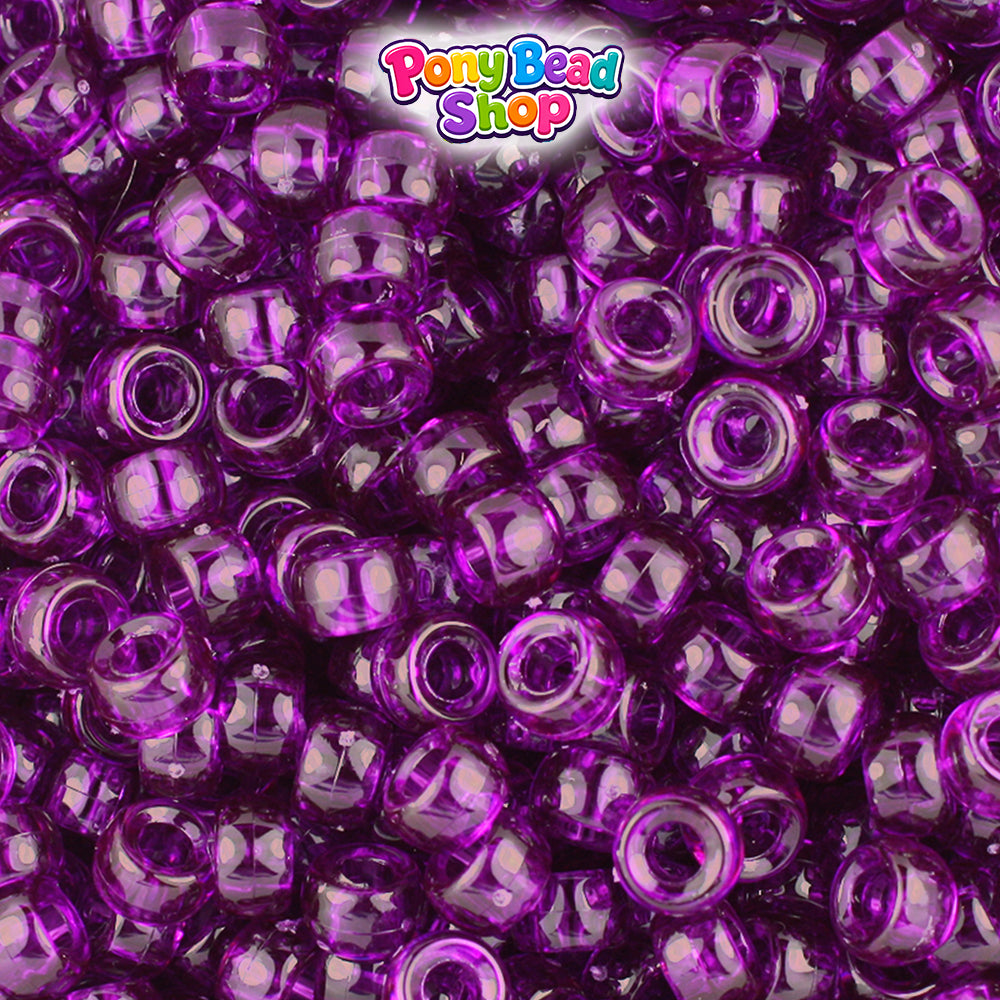 Dark Amethyst Transparent 6.5mm Mini Barrel Plastic Pony Beads (1000pcs)