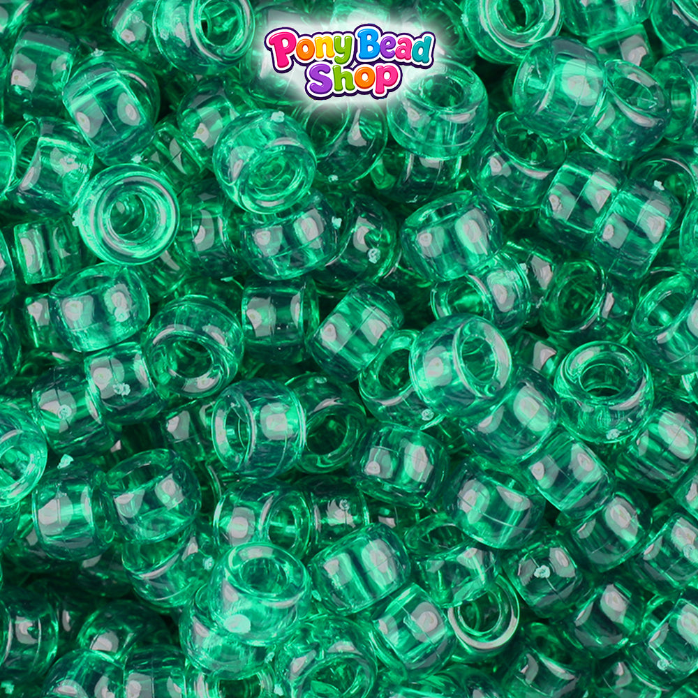 Emerald Transparent 6.5mm Mini Barrel Plastic Pony Beads (1000pcs)