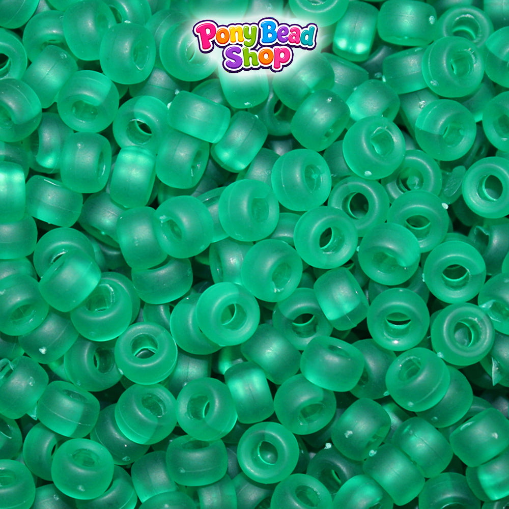 Emerald Frosted 6.5mm Mini Barrel Plastic Pony Beads (1000pcs)