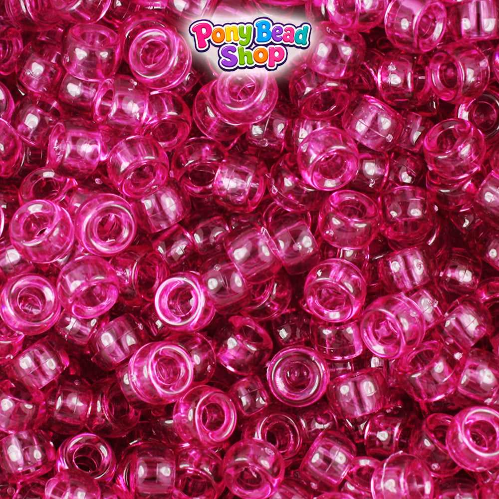 Fuchsia Transparent 6.5mm Mini Barrel Plastic Pony Beads (1000pcs)
