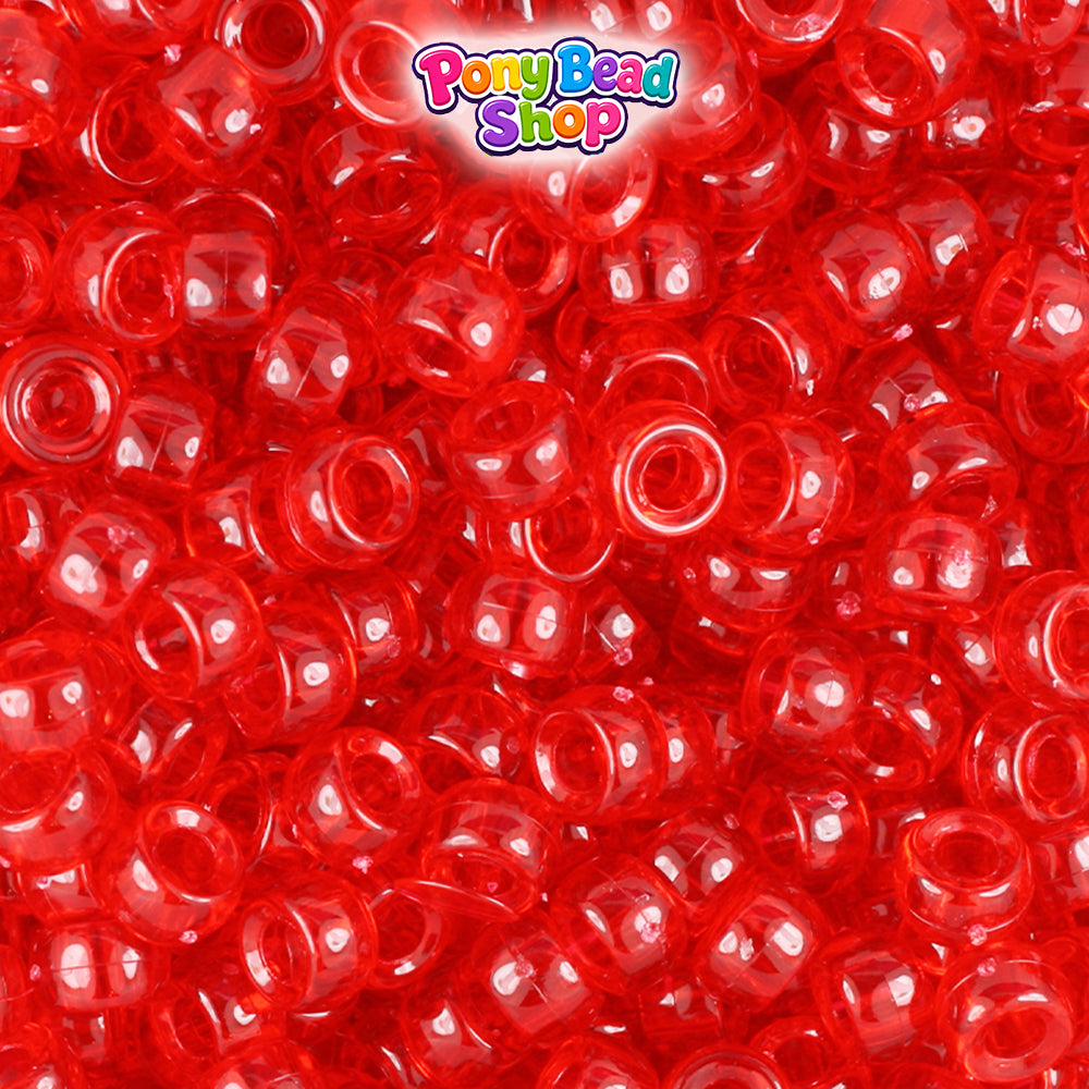 Ruby Transparent 6.5mm Mini Barrel Plastic Pony Beads (1000pcs)