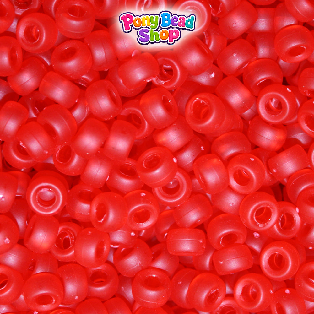 Ruby Frosted 6.5mm Mini Barrel Plastic Pony Beads (1000pcs)