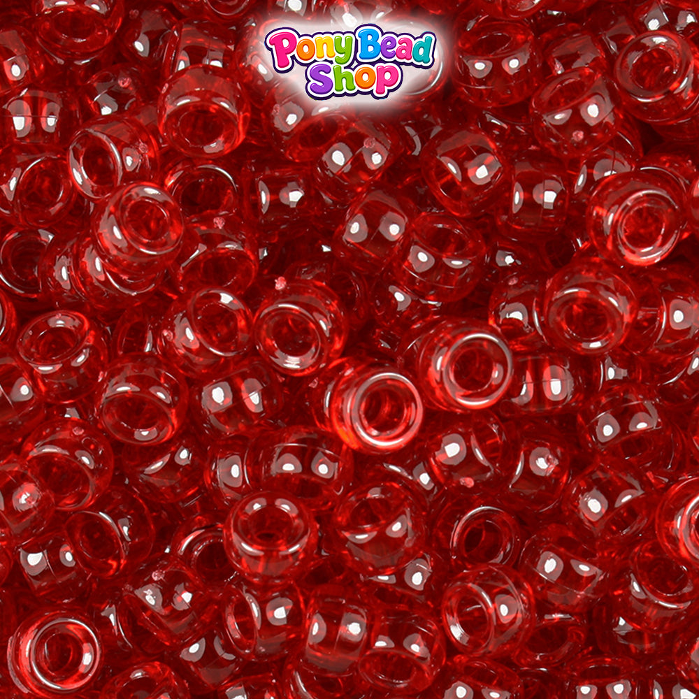 Dark Ruby Transparent 6.5mm Mini Barrel Plastic Pony Beads (1000pcs)