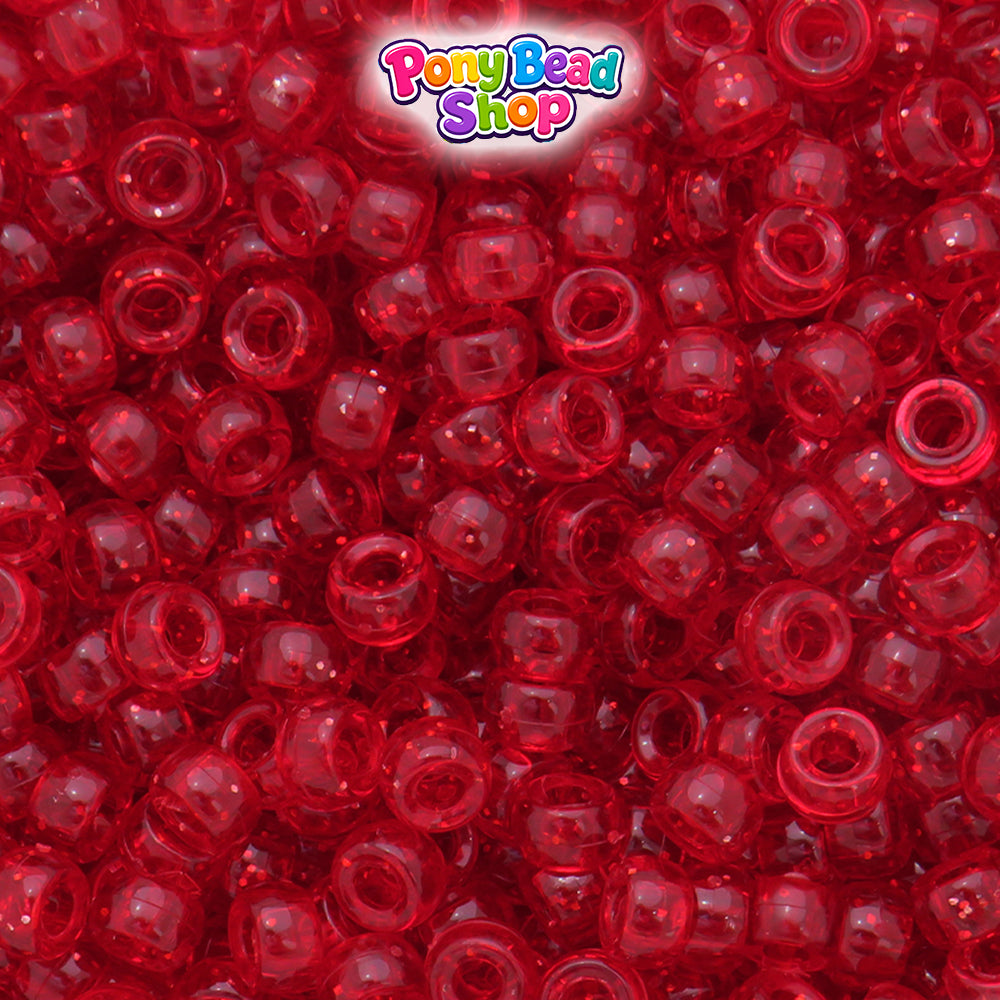 Dark Ruby Sparkle 6.5mm Mini Barrel Plastic Pony Beads (1000pcs)