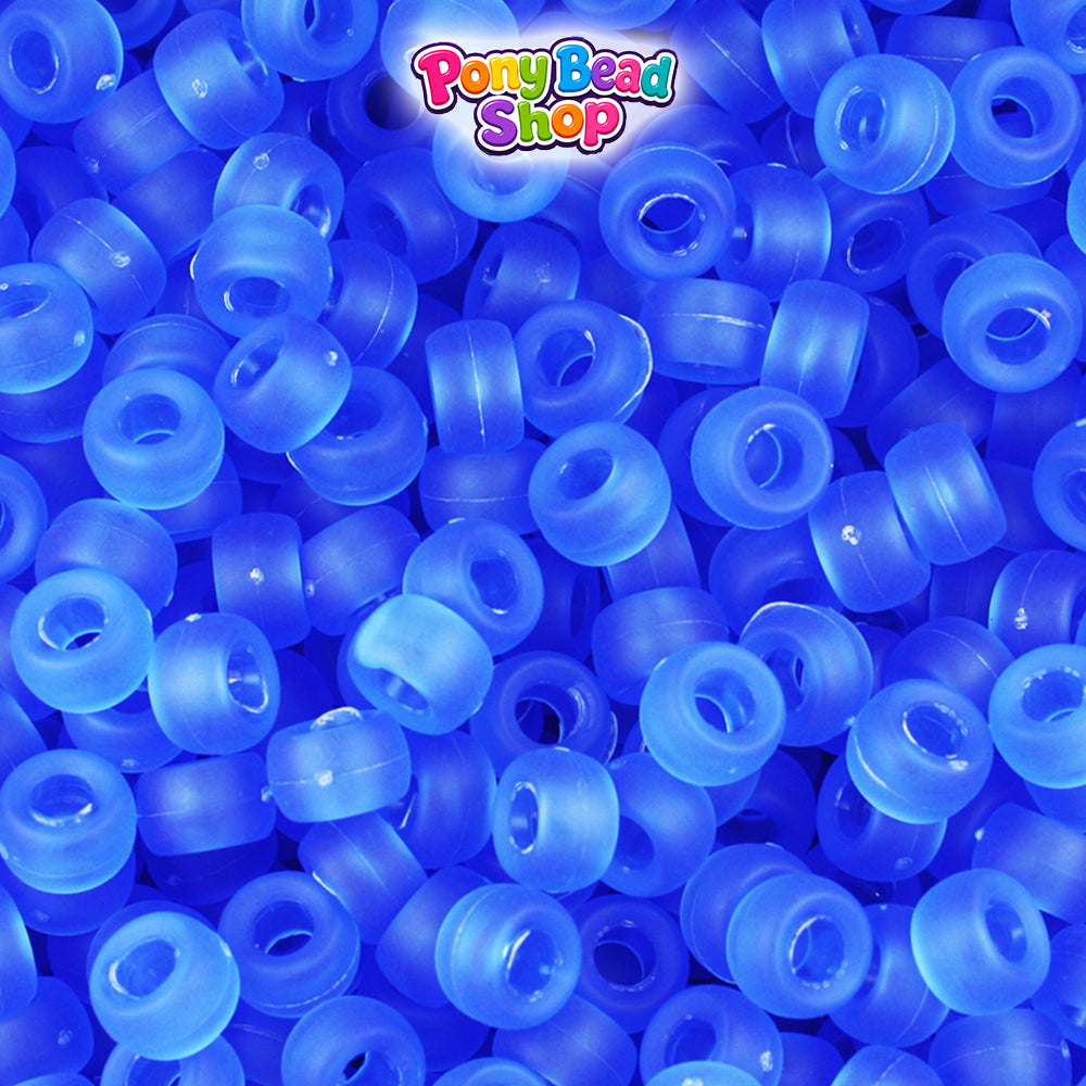 Dark Sapphire Frosted 6.5mm Mini Barrel Plastic Pony Beads (1000pcs)