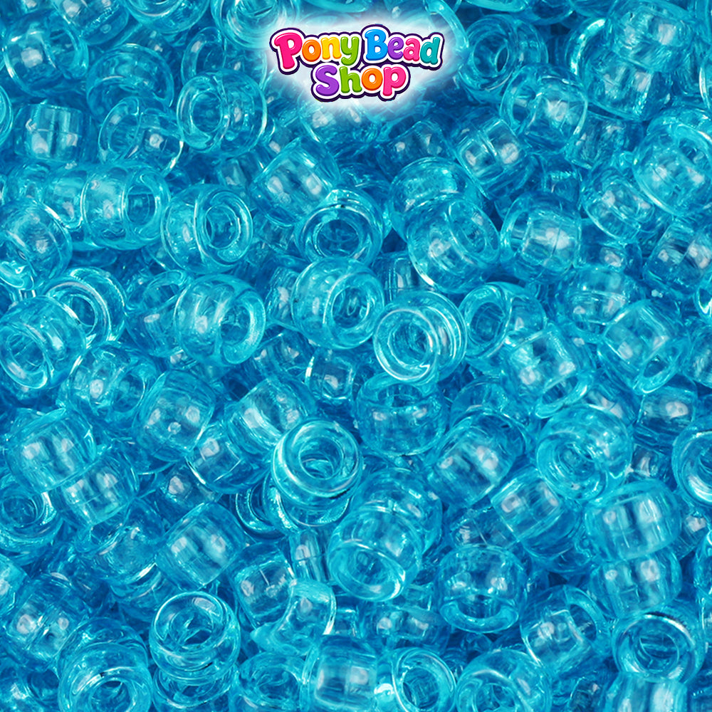 Turquoise Transparent 6.5mm Mini Barrel Plastic Pony Beads (1000pcs)