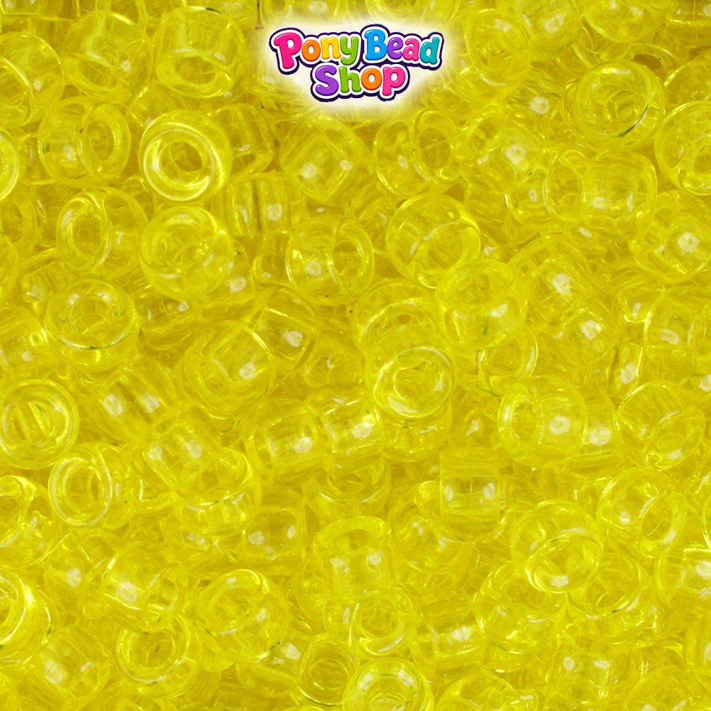 Yellow Transparent 6.5mm Mini Barrel Plastic Pony Beads (1000pcs)