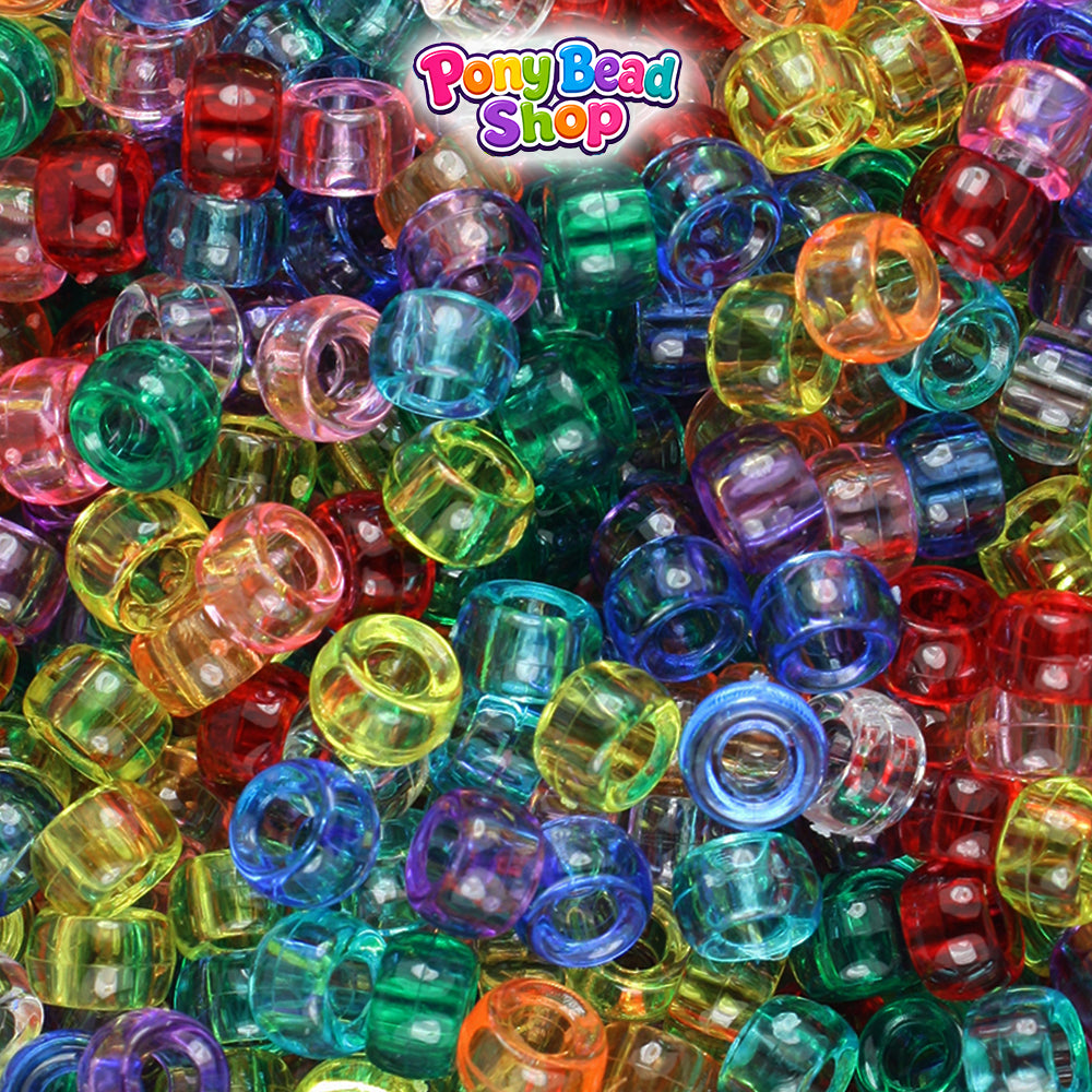 Transparent Mix 6.5mm Mini Barrel Plastic Pony Beads (1000pcs)