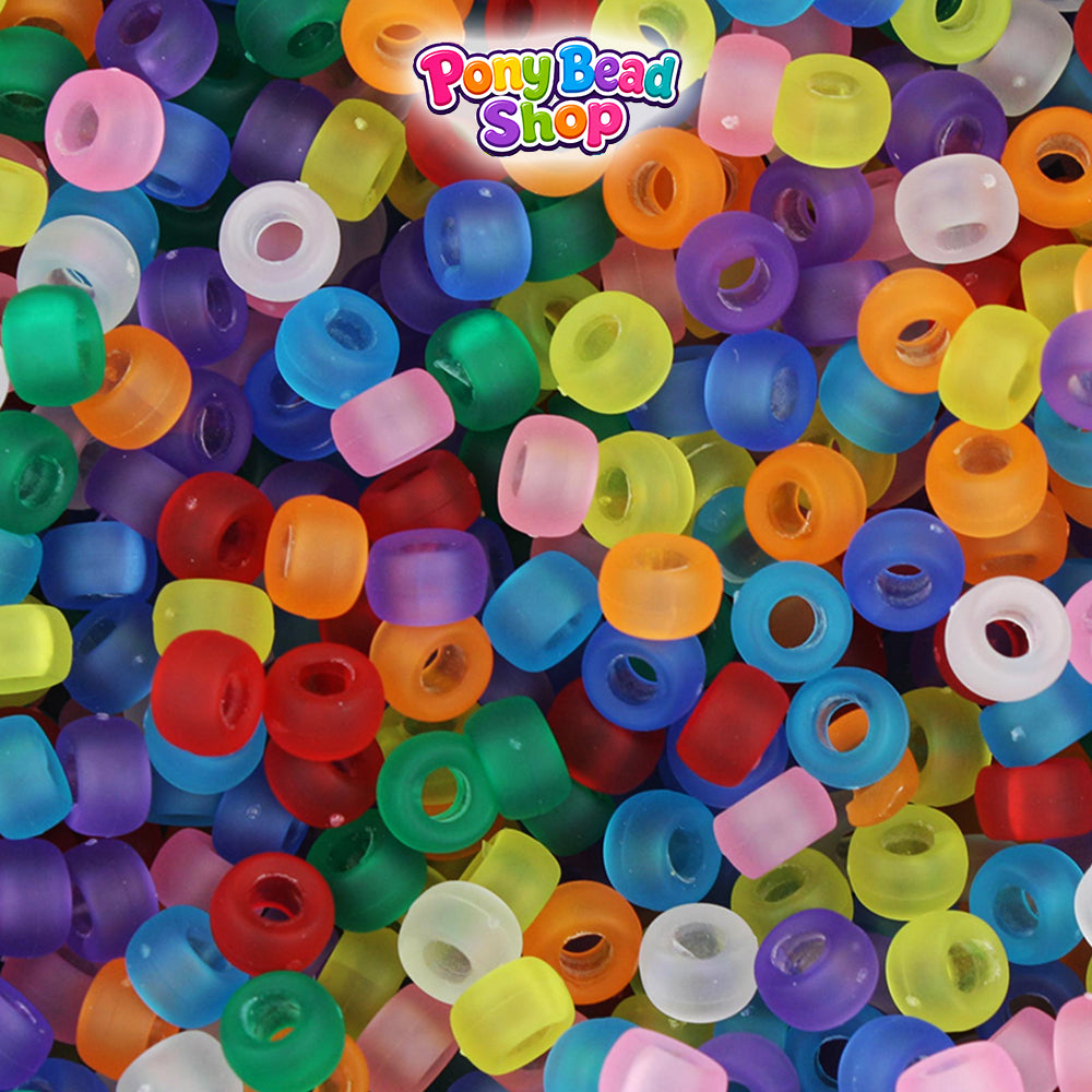 Frosted Mix 6.5mm Mini Barrel Plastic Pony Beads (1000pcs)