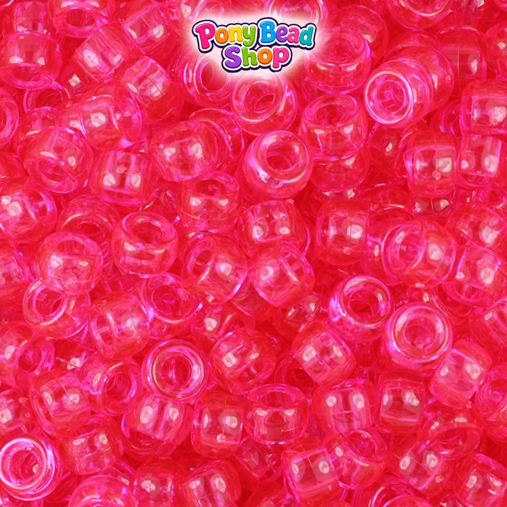 Hot Pink Transparent 6.5mm Mini Barrel Plastic Pony Beads (1000pcs)