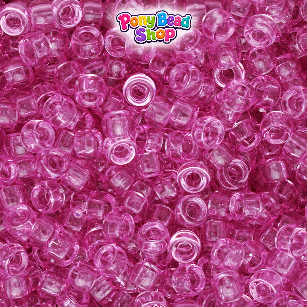 Light Fuchsia Transparent 6.5mm Mini Barrel Plastic Pony Beads (1000pcs)