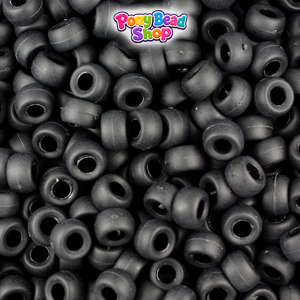 Black Matte 6.5mm Mini Barrel Plastic Pony Beads (1000pcs)